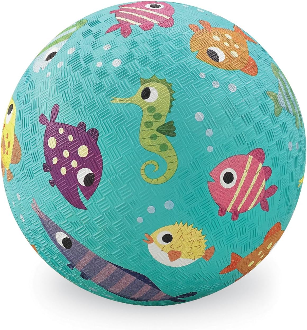 Crocodile Creek Playground Ball - Durable Rubber Ball for Kids Ages 3 and Up - Bouncy Inflatable Ball for Kickball, Indoor Games, and Outdoor Sports - PVC-Free - Fish - 5-inch Diameter