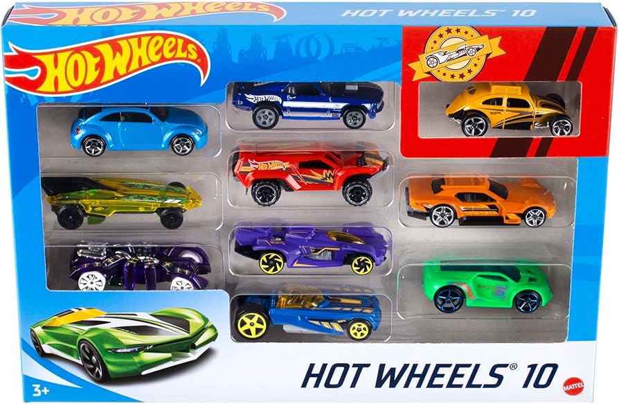 Hot Wheels Set of 10 Toy Trucks and Cars