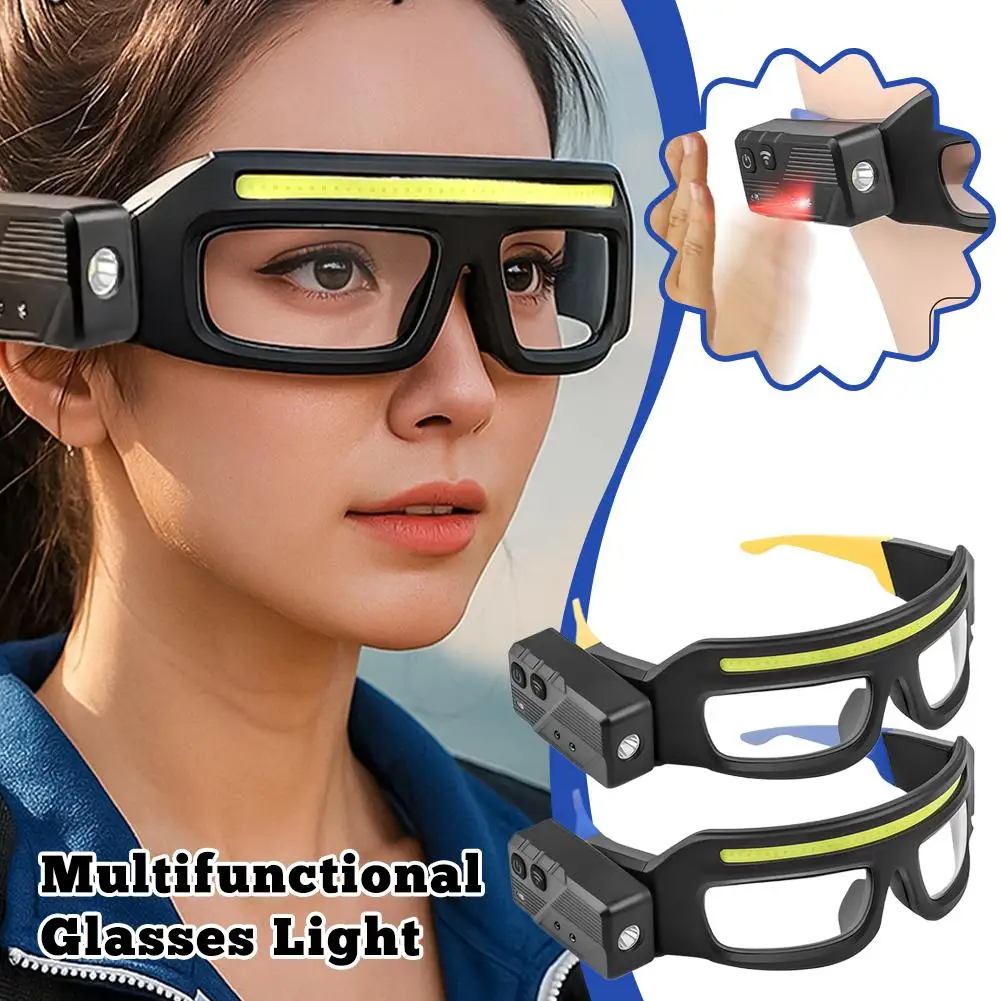 Super Bright LED Safety Glasses With Lights TYPE-C Rechargeable Anti Fog Goggles For Mountain Biking Welding Sports Men Women