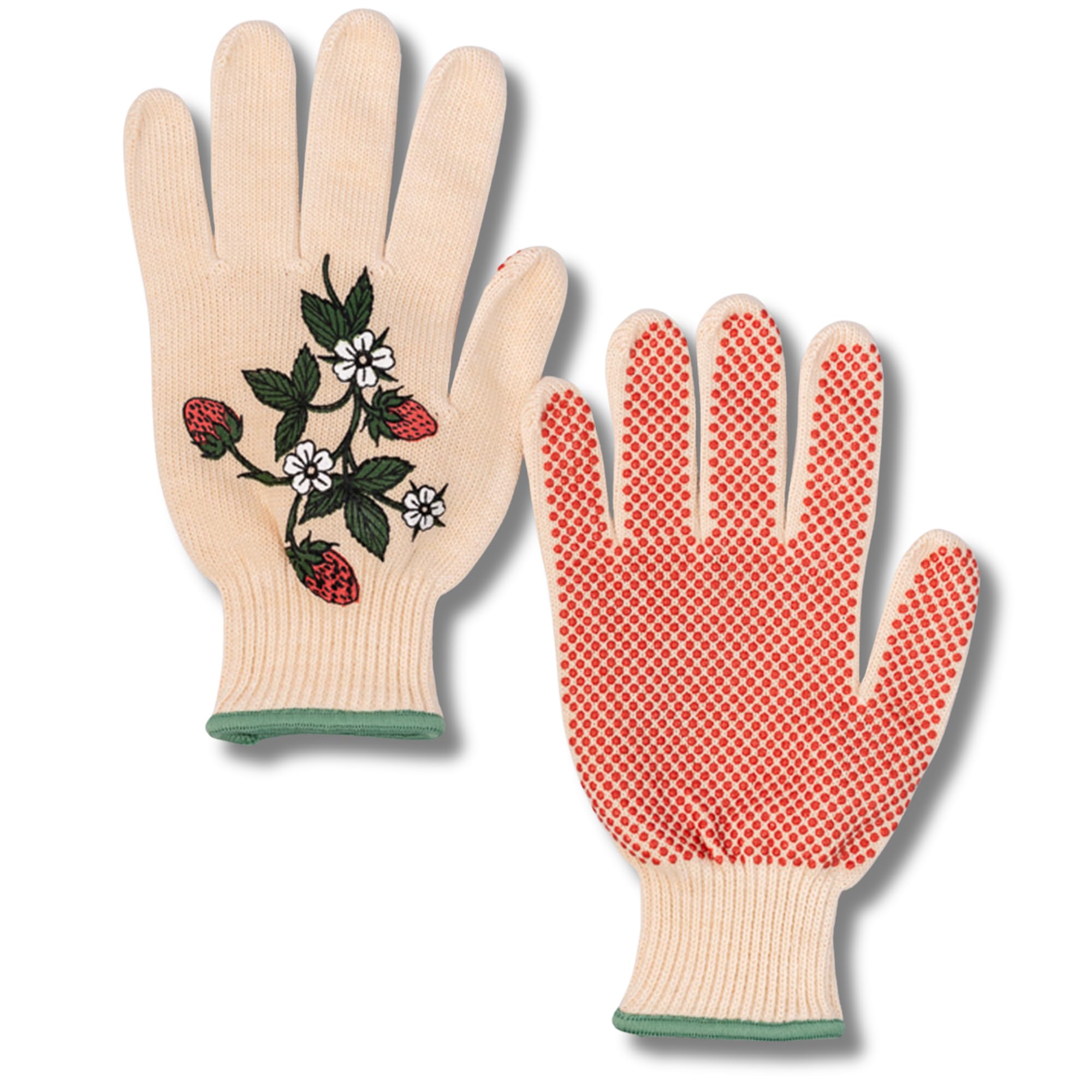 ban.do One Size Fits Most Gardening Gloves, Cute Outdoor Gloves with Silicone Gripper Dots, Strawberries