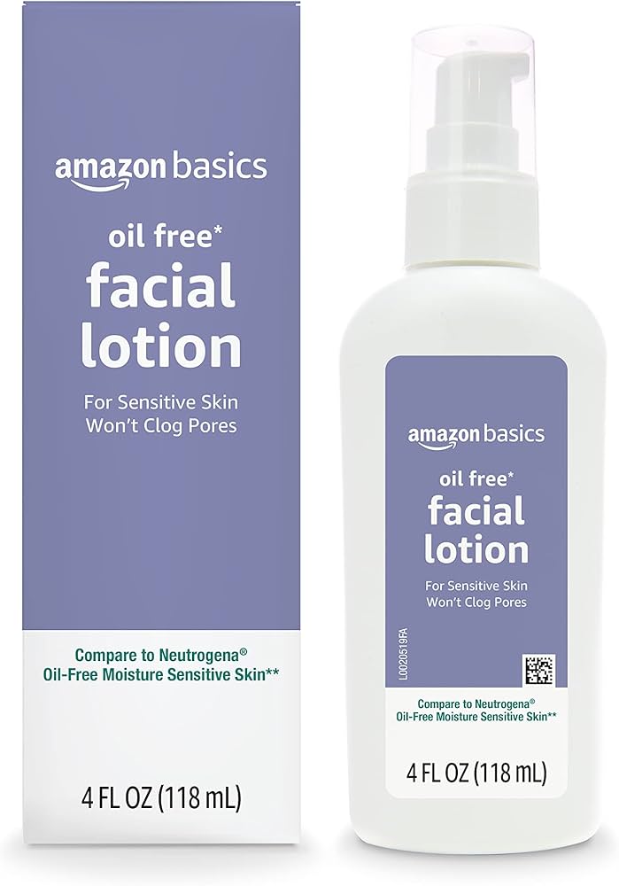 Amazon Basics Oil-free Facial Moisturizer for Sensitive Skin, Fragrance Free, Non-Comedogenic, 4 Fluid Ounce (Previously Solimo)