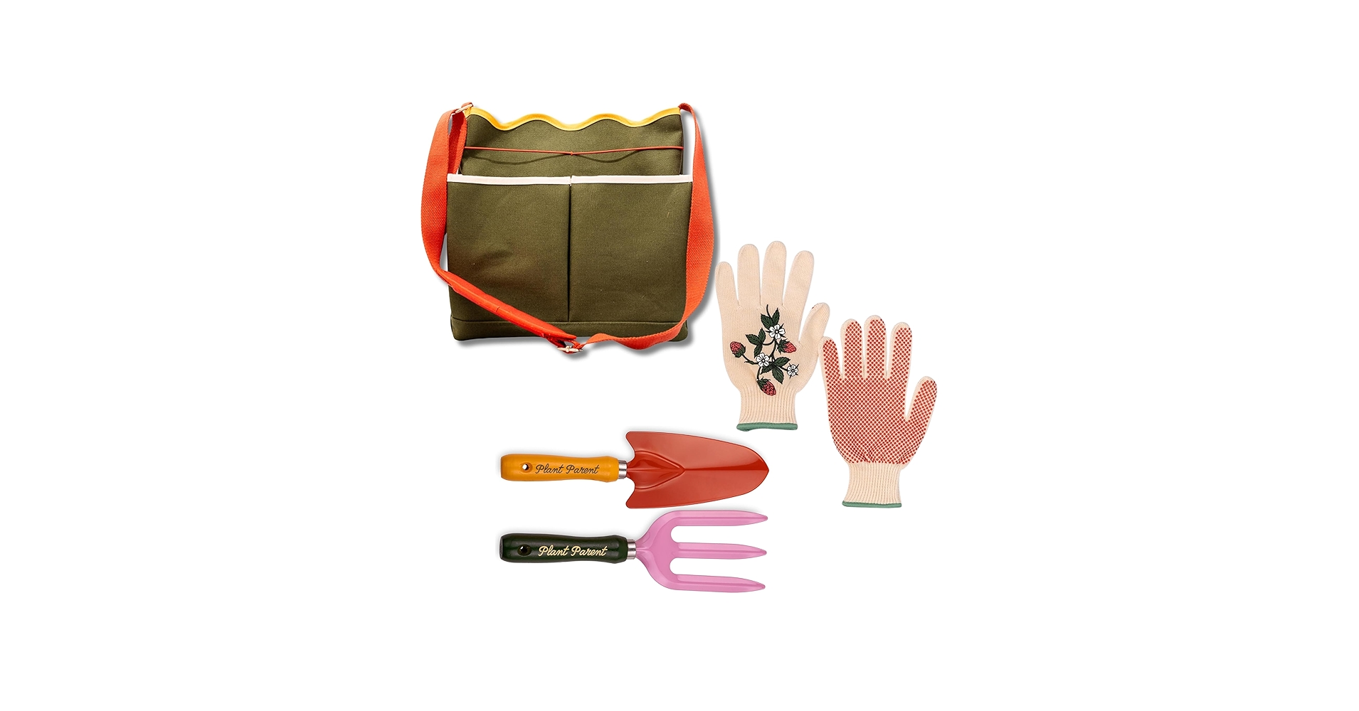 ban.do Gardening Essentials Bundle with Gloves, Hand Tools Including Hand Rake and Trowel, and Cotton Canvas Carrying Outdoor Bag with Adjustable Strap