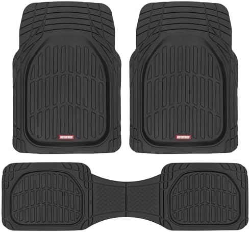 Motor Trend FlexTough Floor Mats for Cars, Black Deep Dish All-Weather Car Mats, Waterproof Trim-to Fit Automotive Floor Mats for Cars Trucks SUV, Universal Floor Liner Car Accessories