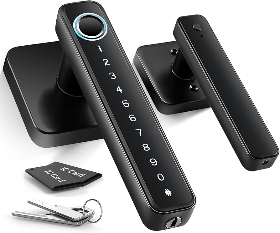 4-in-1 Smart Fingerprint Door Knob Lock - No App Required, Door Locks for Bedrooms & Offices, Finger Print Door Knobs with Keypad & Code