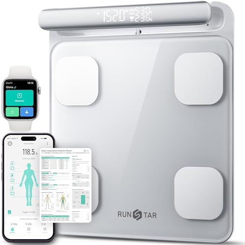 RunStar Smart Scale for Body Weight and Fat Percentage FSA&HSA Eligible, 8-Electrode Digital Bathroom Scale with BMI, Body Fat & Muscle Mass to 28 Body Composition and Printable Body Analysis Report