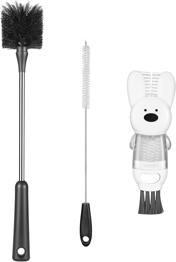 3 Pack Bottle Brush Set with Straw and Lid Cleaner