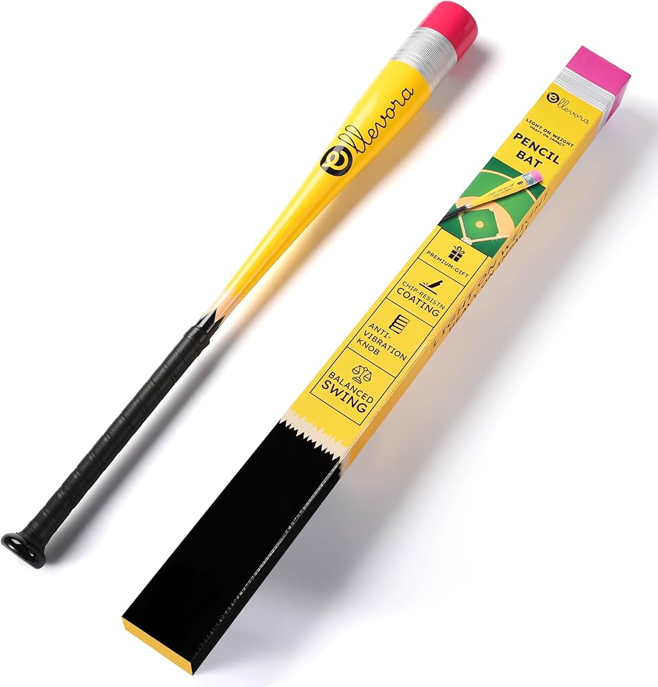 Pencil Bat - Novelty Backyard Baseball Games Gift - Youth Metal Baseball Bat - 2 5/8" Aluminum Barrel with Balanced Weight and Durable Finish