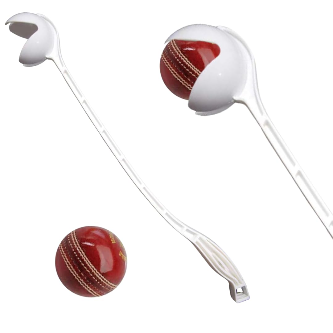 AnNafi® Cricket Ball Thrower Speed Arm | Professional Practice Launcher & Ball Pickup Tool | Full & Half Pitch Training Equipment (White, Only Thrower)