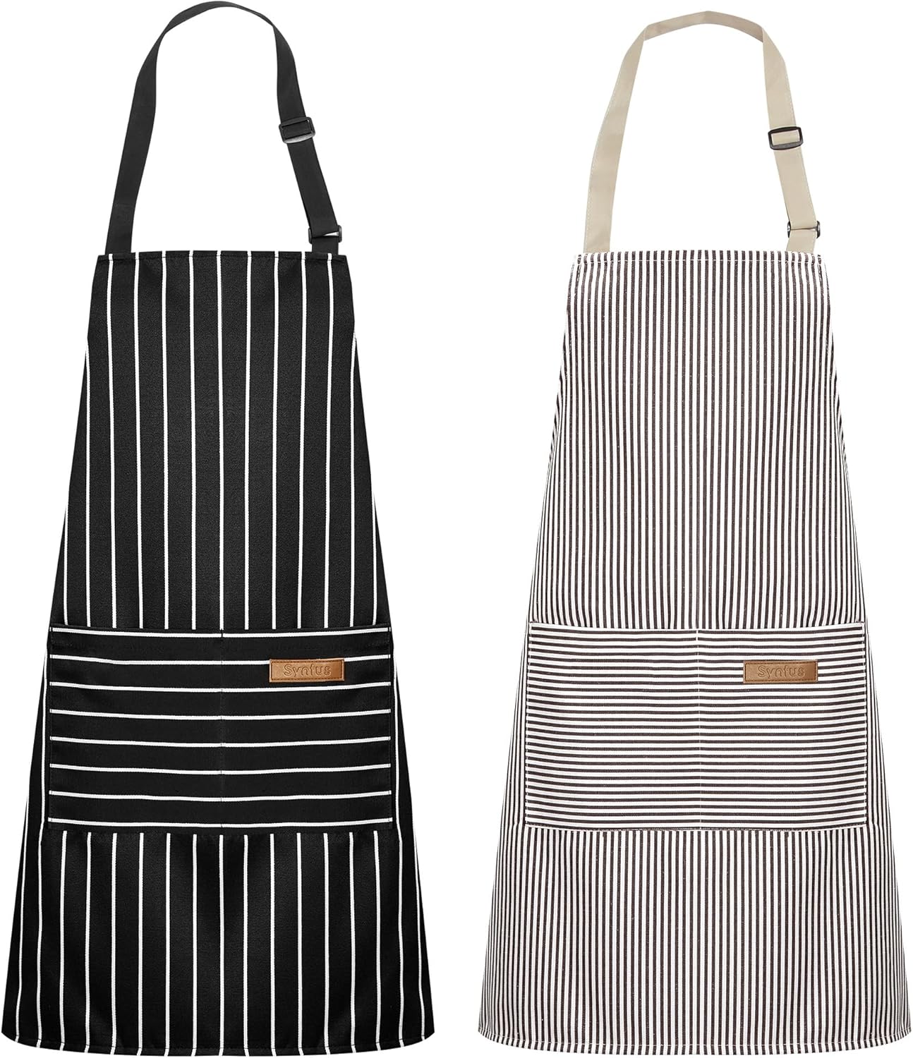 Syntus Apron for Men Women, Adjustable Cooking Kitchen Chef Aprons with 2 Pockets, Cotton/Polycotton/Polyester
