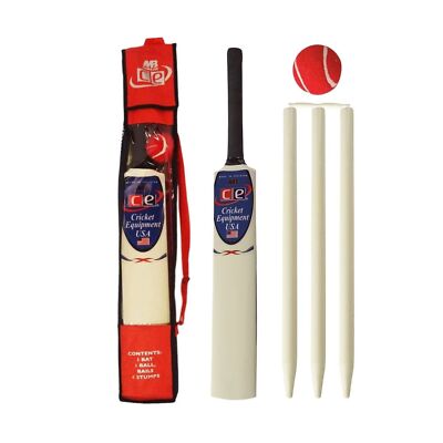 Junior Cricket Bat Set Wooden Gift Size 4, 6 Includes Stumps Ball Bat Carrying Bag