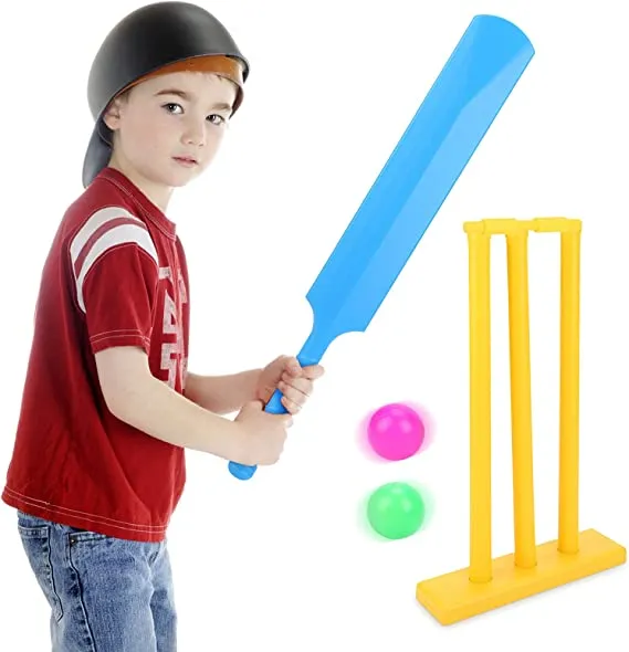 Cricket Bat Kids Plastic Cricket Bat and Ball Set Beach Cricket Stand Hand and Eye Coordination Cultivation Sports Game for Kids Children