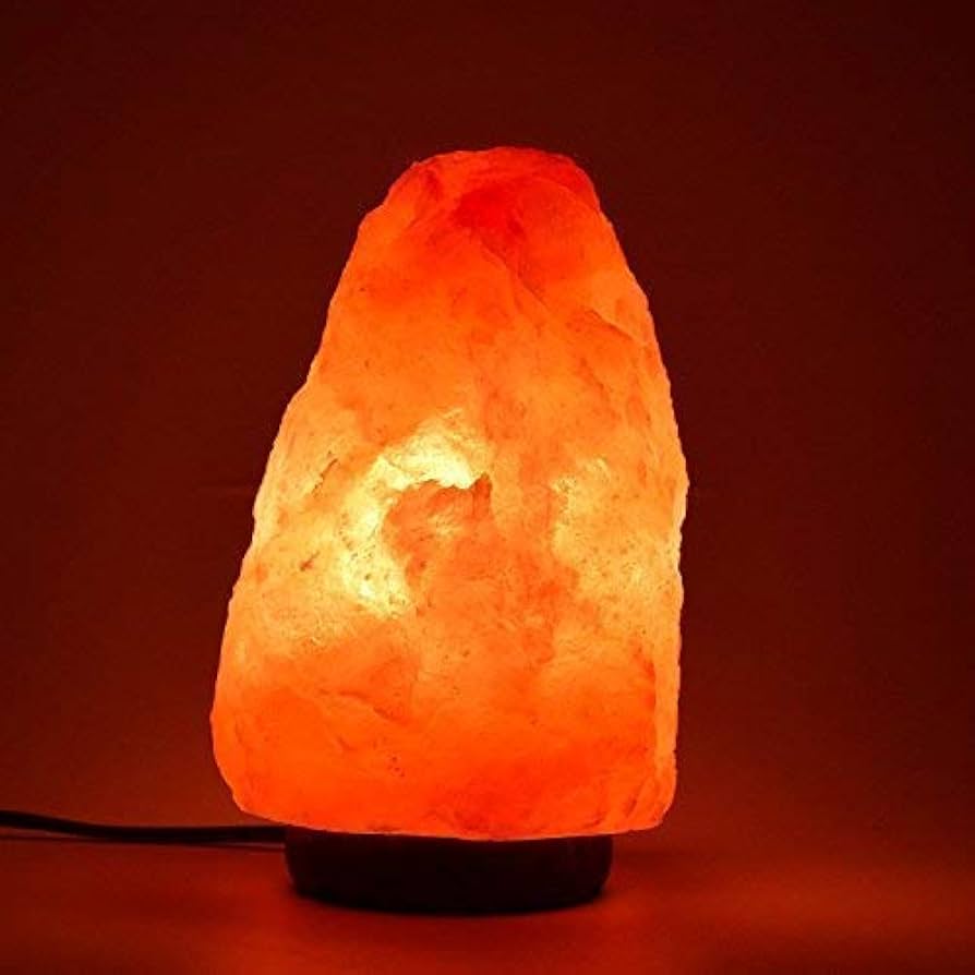 7 Inch Himalayan Salt Lamp with Dimmer Cord - Night Light Natural Crystal Rock Classic Wood Base Authentic from Pakistan