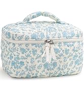Gosect Large Makeup Bag, Cute Cosmetic Bag for Women Girls, Floral Coquette Aesthetic Toiletry Bag, Travel Make Up Organizer Bag (BDLH)