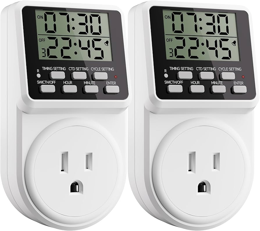 Techbee Digital Infinite Repeat Cycle Intermittent Timer Plug for Electrical Outlet, 24 Hour Programmable Indoor Timed Power Switch with Countdown Delay On and Off (120V, 15A), 1 pack