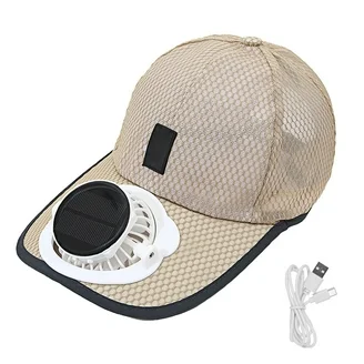 Solar Rechargeable Peak Cap, USB & Solar Powered Baseball Cap Solar-Powered Baseball Cap with Built-in Fan