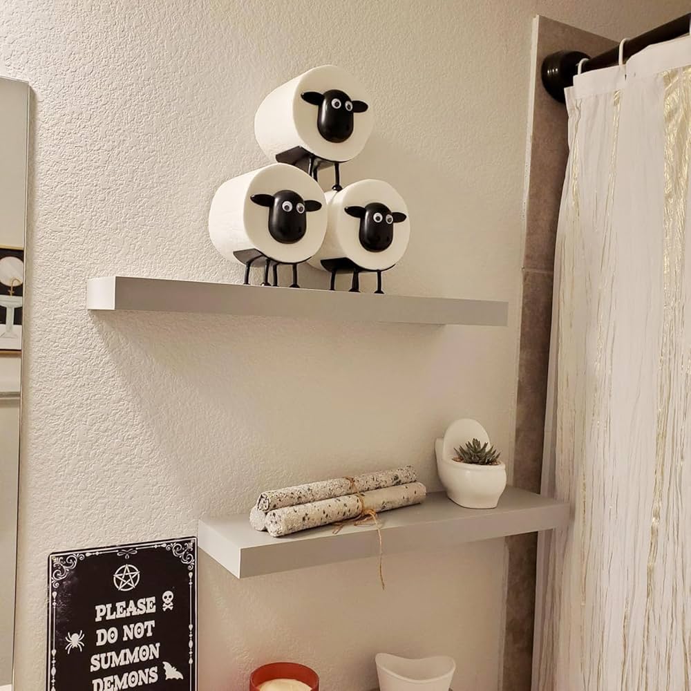 3-Pack Sheep Toilet Paper Roll Holder Set, OPP Packaging - Cute Bathroom Organizer with Adorable Design