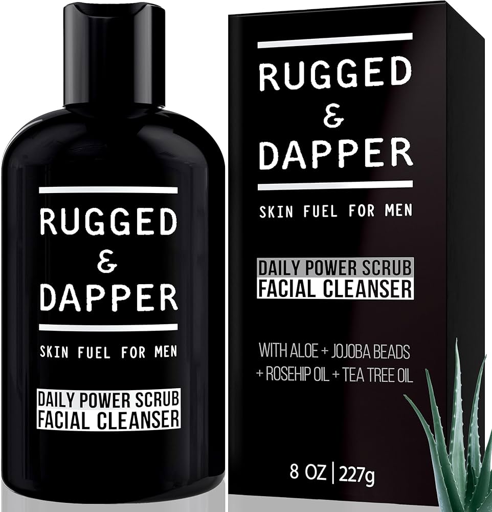 RUGGED & DAPPER - Daily Mens Face Wash + Scrub - 5 Month Supply - Deep Exfoliating Cleanser - Prevents Breakouts - Acne Face Wash Men's - USA Made with Natural Ingredients