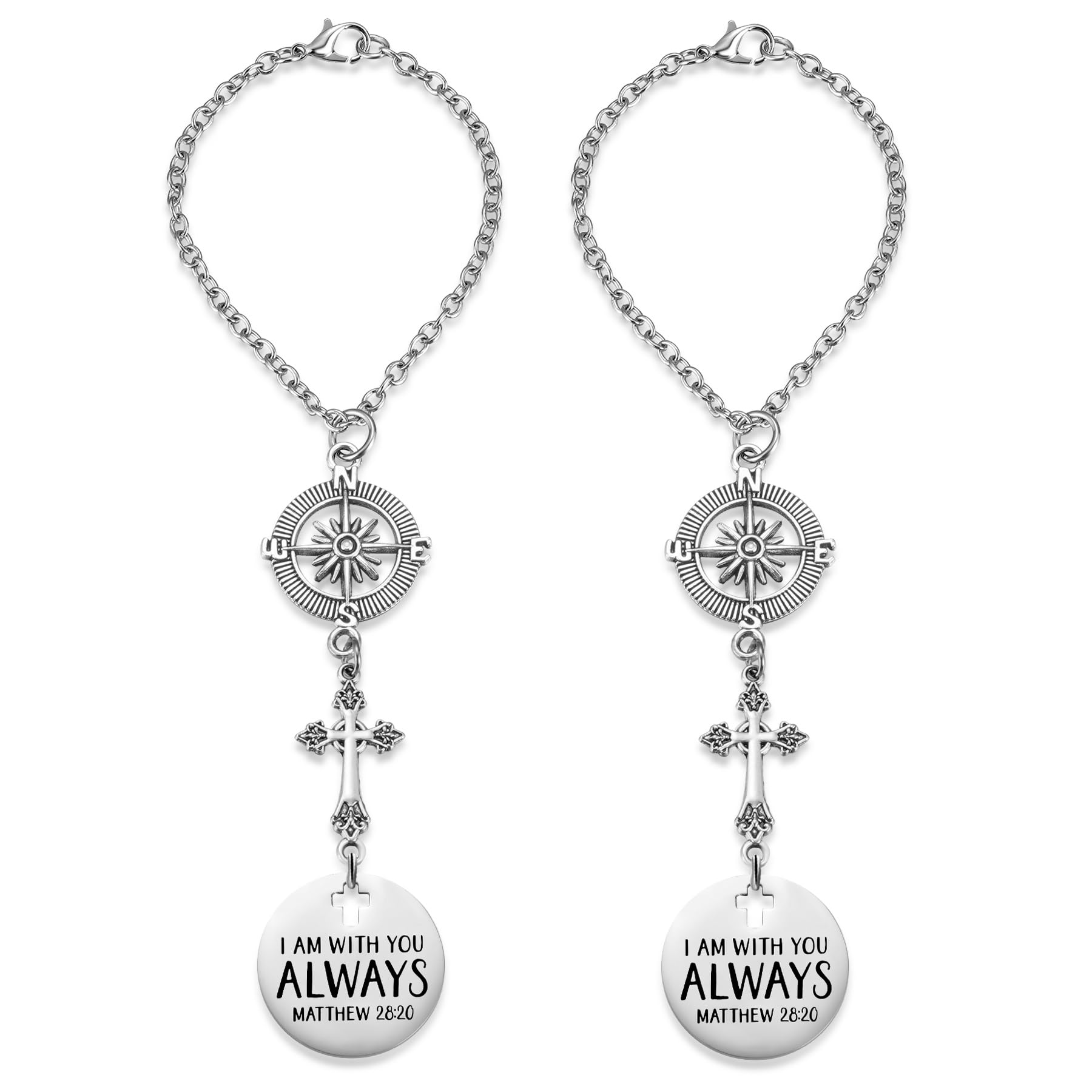 Cross Car Mirror Charm with Guardian Angel Psalm 91:11