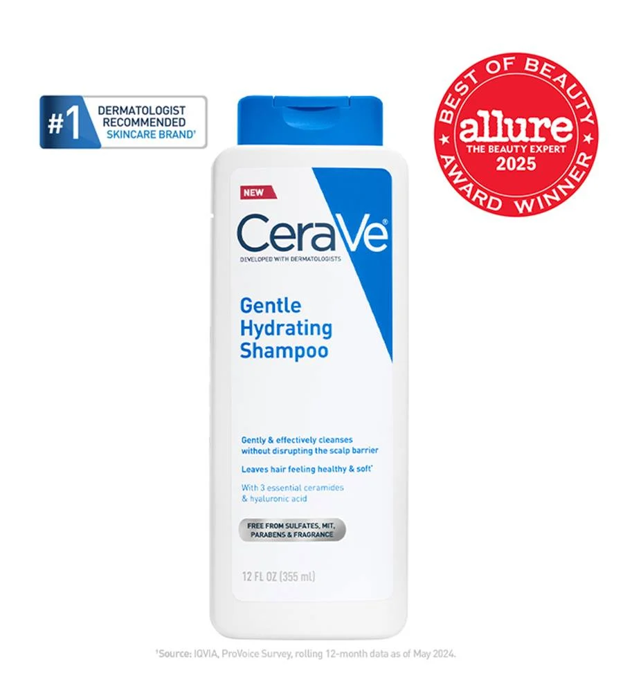 CeraVe Gentle Hydrating Shampoo, With Ceramides, Niacinamide & Hyaluronic Acid For Soft, Healthy Looking Hair & Scalp, Sulfate Free & Color Safe Shampoo, For All Hair Types, 12 Oz