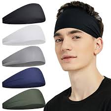 Pilamor Sports Headbands for Men (5 Pack),Moisture Wicking Workout Headband, Sweatband Headbands for Running,Cycling,Football,Yoga,Hairband for Women and Men