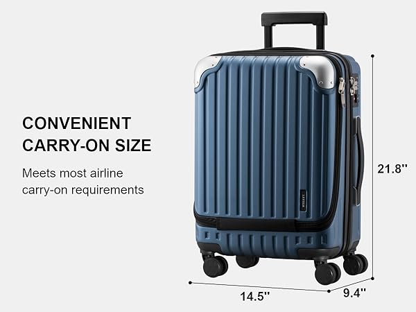 LEVEL8 Grace Carry on Luggage Airline Approved, 20 Inch Expandable Hard Sided Luggages with Spinner Wheels, Harshell Small Rolling Suitcase for Women Men with Tsa Lock, Blue