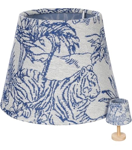 T Tulead Drum Lamp Shade Decor Lampshade Blue Embroidered Lamp Shade for E27/E14