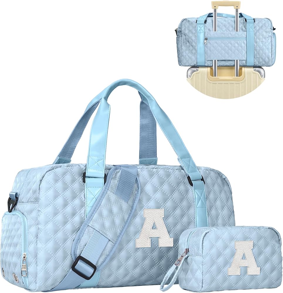 Graduation Gift-Gifts for 10 Years Old Girl, Girls Travel Duffle Bag, Dance Bag for Girls, Kids Overnight Bags with Shoe Compartment, Teen Girl Gifts Trendy Stuff, Birthday Gift (Letter A)