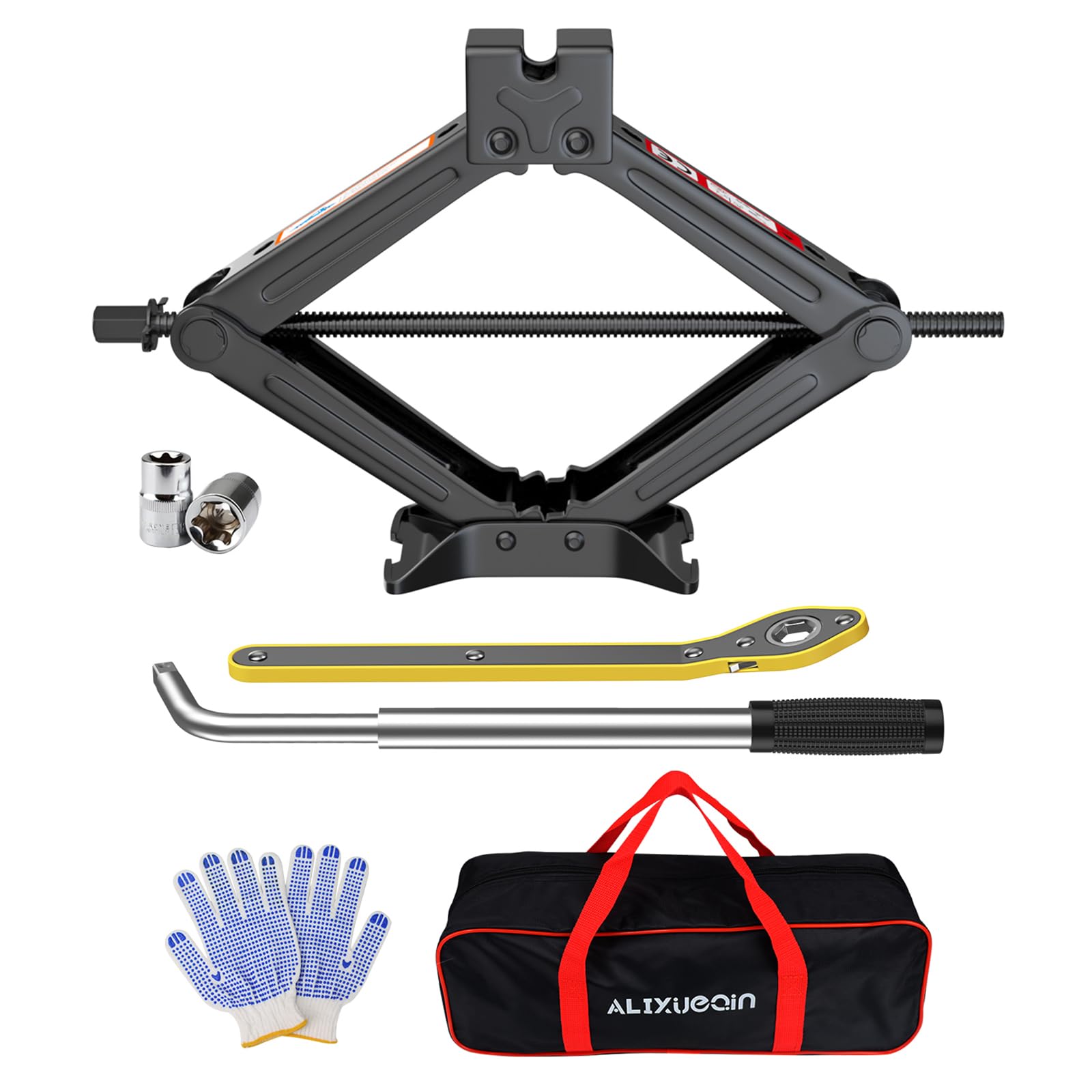 Scissor Car Jack 2 Ton (4409 lbs) Tire Changing Kit with Lug Wrench - Emergency Kit for Car, SUV, MPV