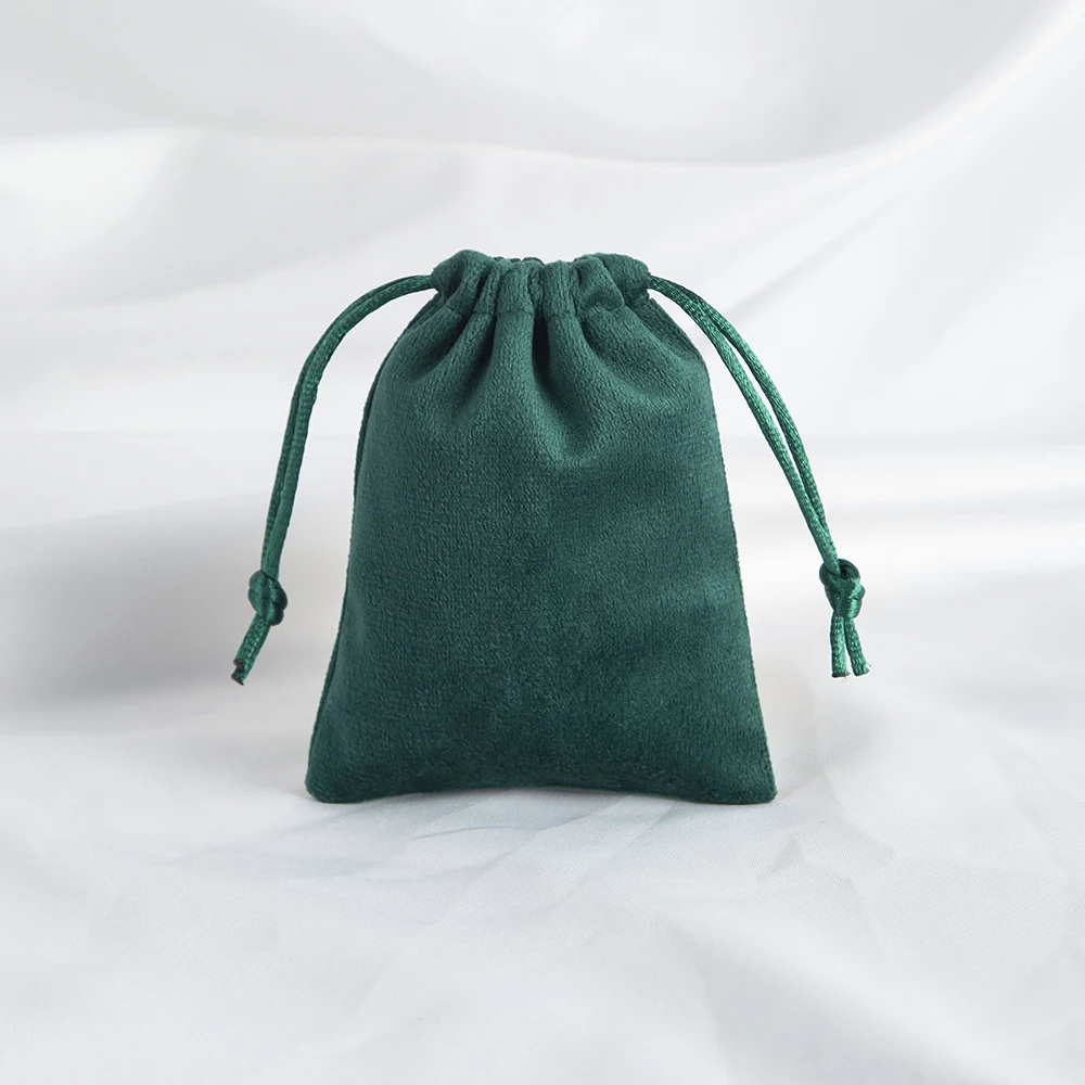 Drawstring Dark Green Soft Velvet Gift Bag Multi-size Jewelry Packaging Wedding Favors Candy Makeup Ring Earrings Sack