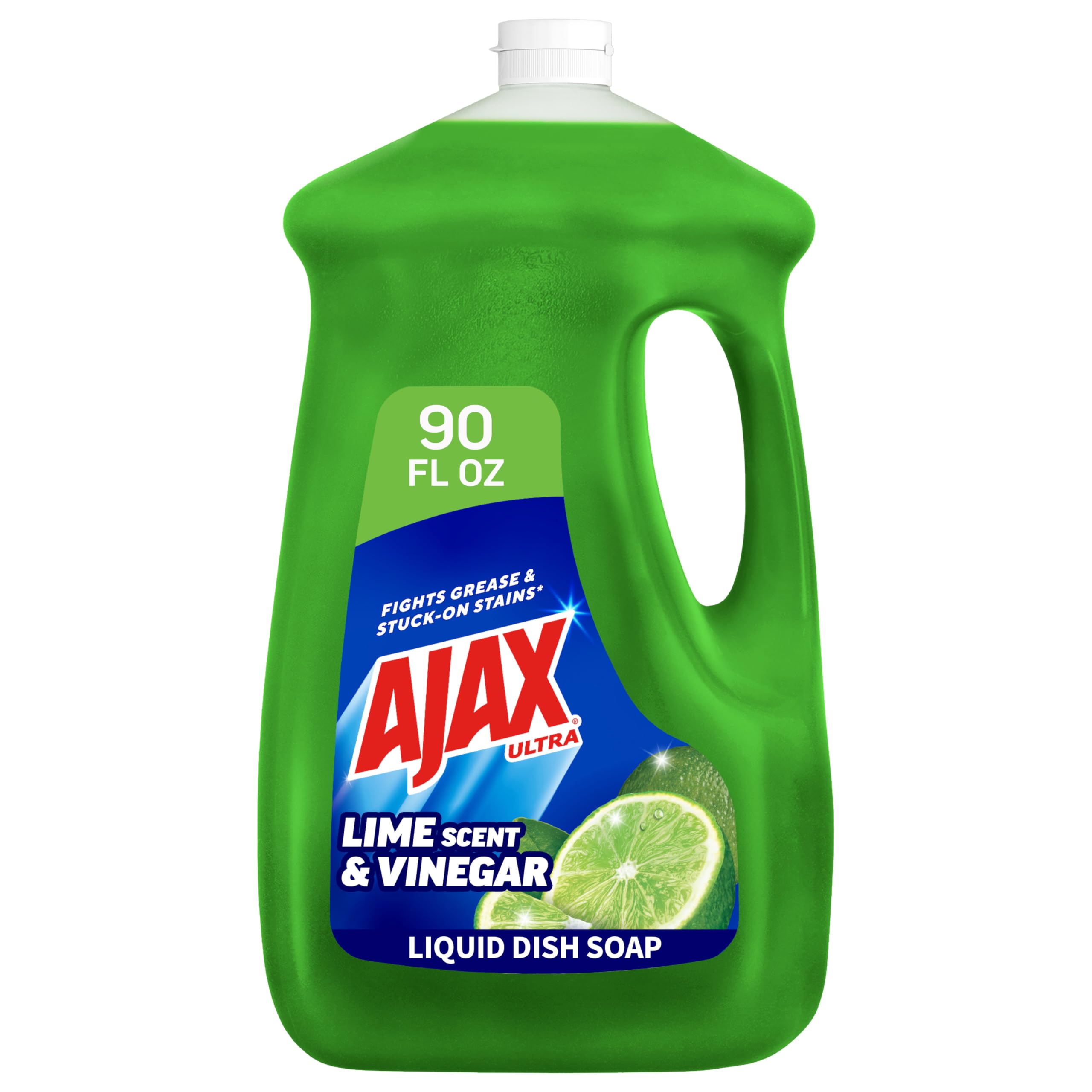 Ajax Ultra Liquid Dish Soap Vinegar and Lime Scent, Sparkling Clean Dishes, 90 fl oz Bottle