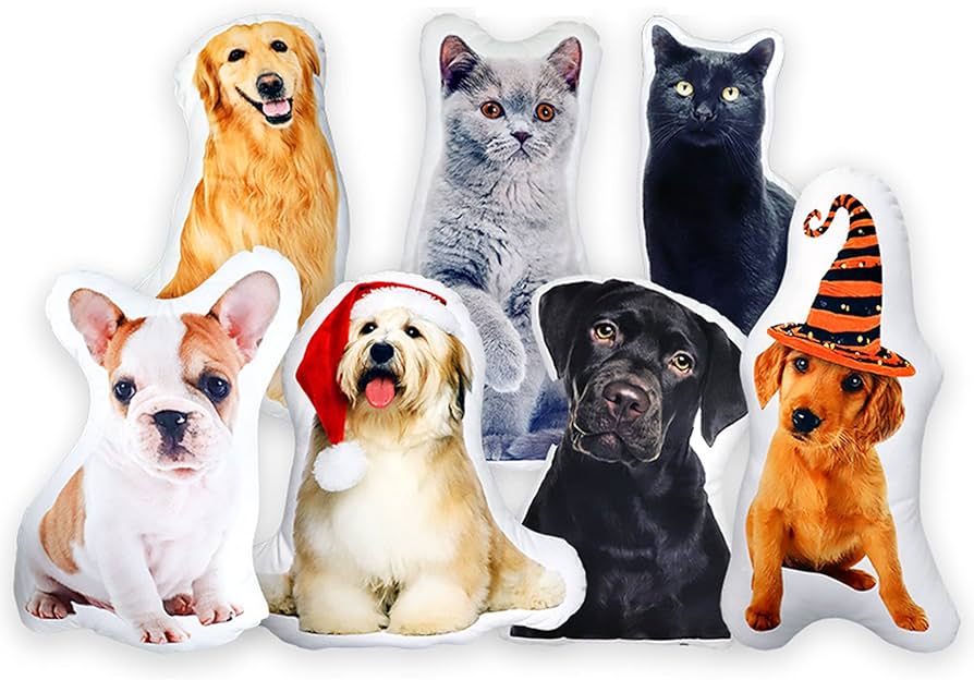 2026 New pet pillows with personalized 3D printing double-sided design, soft and elastic short plush, mixed color home decorat