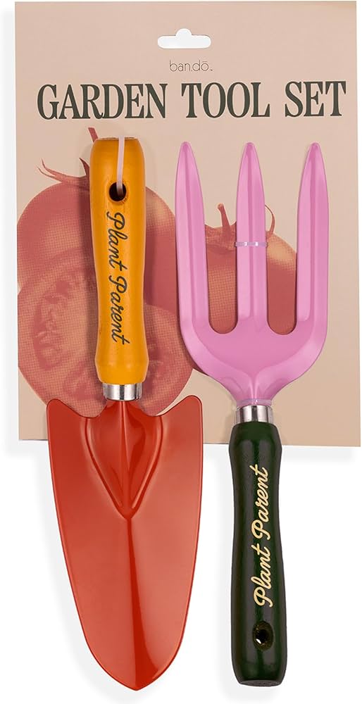 ban.do 2 Piece Gardening Hand Tools, Cute Garden Tool Set Includes Hand Rake and Trowel with Beech Wood Handles, Plant Parent