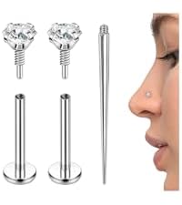 PunkTracker 16g/18g/20g Titanium Internal Thread CZ Stud Piercing Jewelry for Tragus Nose Helix Medusa Lip Labret - Helix Tragus Cartilage Earring for Women Men 3PCS 4.2 (317)