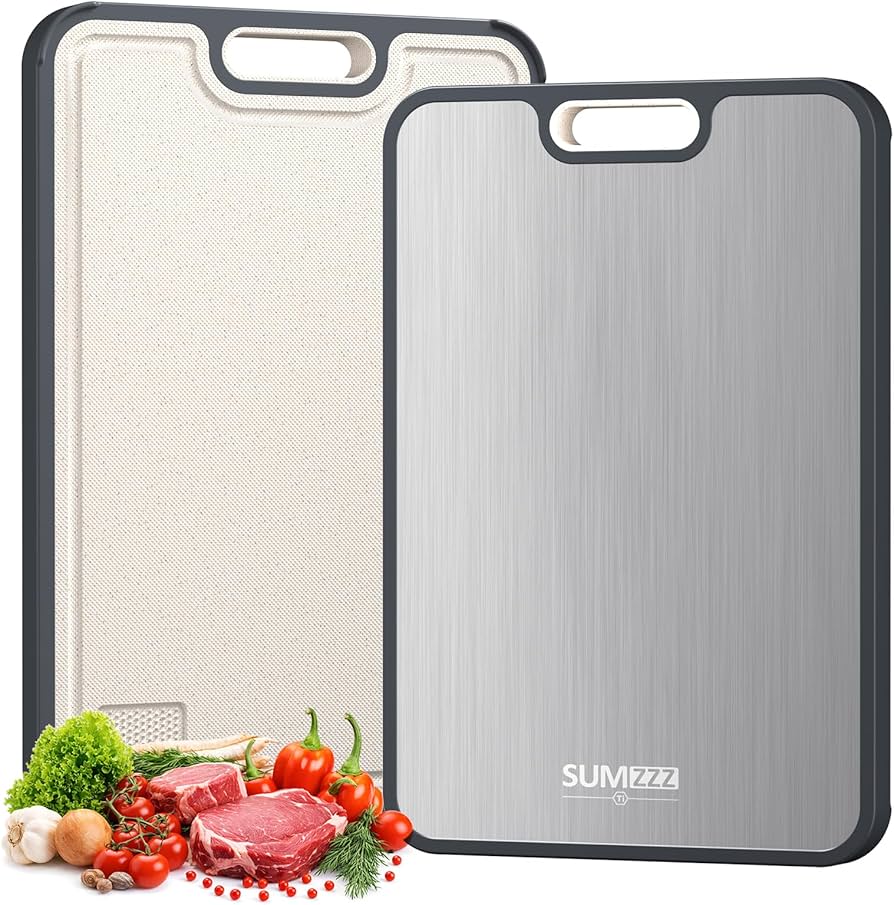 Titanium Cutting Board for Kitchen, Cutting Board Double Sided Food Grade, Pure Titanium/PP, Easy to Clean Large Size 15”×10.3”