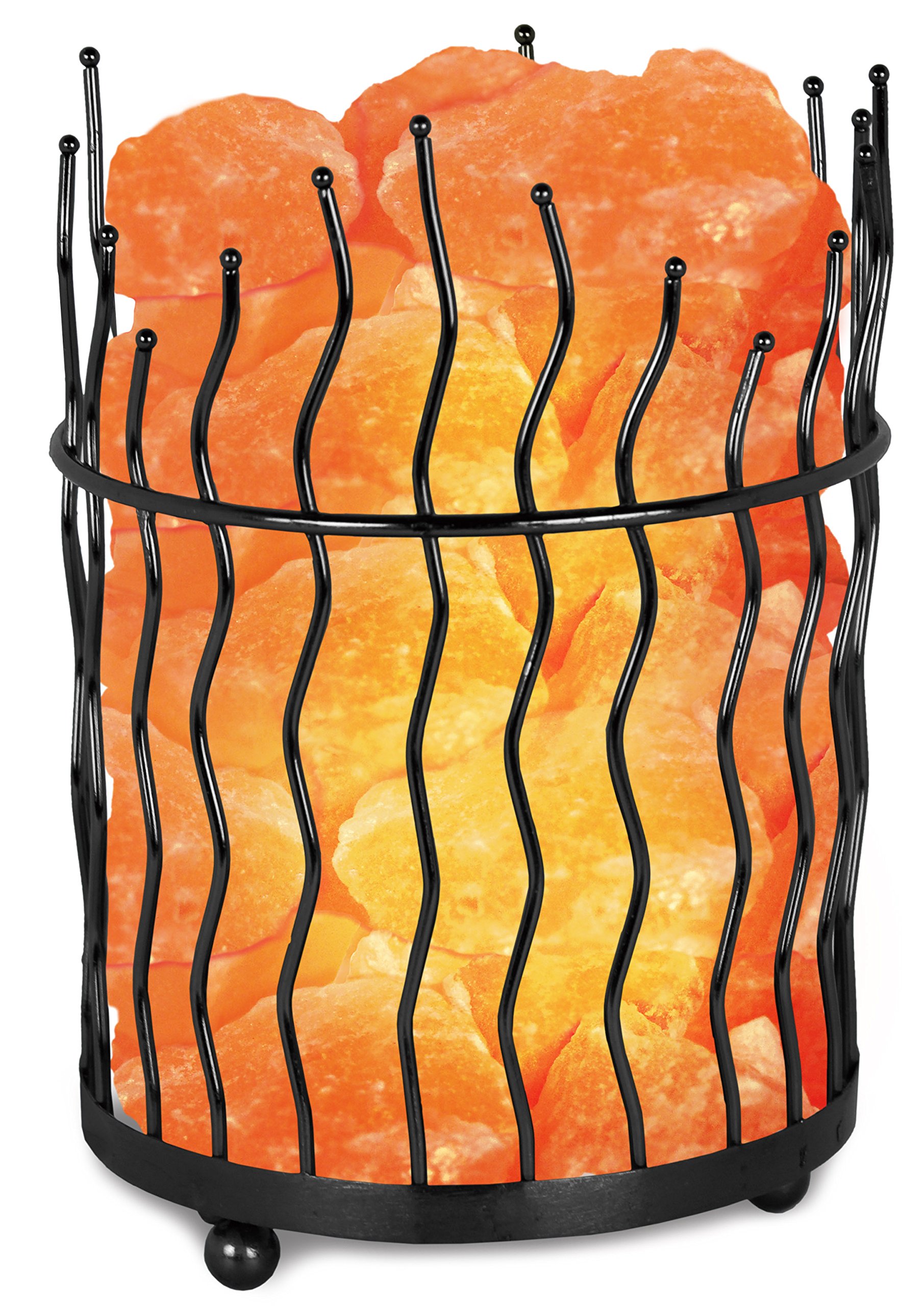 Himalayan Glow Pillar style Salt Basket Lamp with salt chunks, Himalayan Salt lamp with Touch Dimmer Control, Amber Glow, Idle for Home, Offices, and Dorm Decor