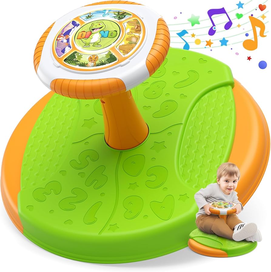 Sit and Spin Toys for Toddlers, 360° Toddler Spinning Seat with LED Lights and Music, Sensory Toys Birthday for Kids