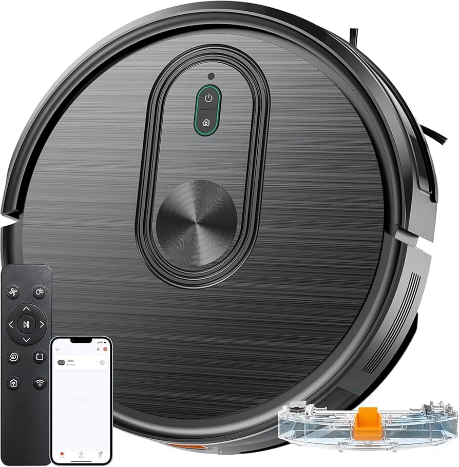 XIEBro 2 in 1 Robot Vacuum and Mop Combo, 6500Pa Suction, Robotic Vacuum Cleaner with 200 Min Runtime, Self-Charging, App/Alexa/Voice Control, Ideal for Hard Floor, Pet Hair, Carpet