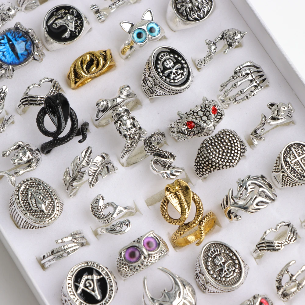 Bohemian Stacking Rings Set 25Pcs Adjustable Silver Tone Moon Star Elephant Snake Love Phrases Jewelry for Women Girls Vintage E