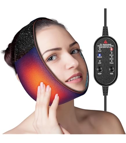Electric Jaw Massager 3-Speed Thermal Therapy V-Shaped Support TMJ Discomfort Relief Facial Muscle Relaxation Snug Fit Design