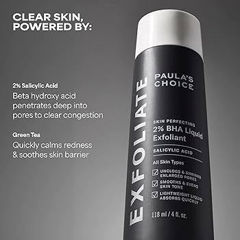 Paula's Choice SKIN PERFECTING 2% BHA Liquid Exfoliant with Salicylic Acid, Facial Polish for Enlarged Pores, Wrinkles & Fine Lines, Suitable for Blackhead-Prone Skin, Fragrance-Free