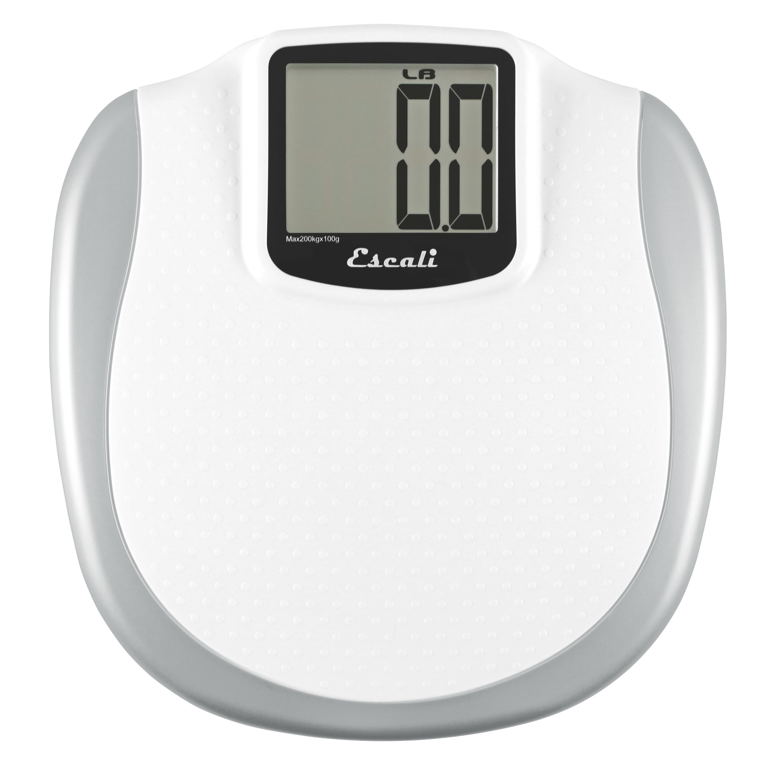 Escali Extra Large Display Digital Bathroom Scale for Body Weight with Easy-to-Read Display and Non-Slip Platform, Extra-High Capacity of 440 lb, Batteries Included