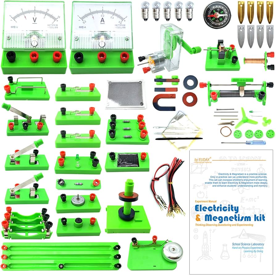 EUDAX School Physics Labs Basic Electricity Discovery Circuit and Magnetism Experiment kits for High School Students Electromagnetism Elementary Electronics