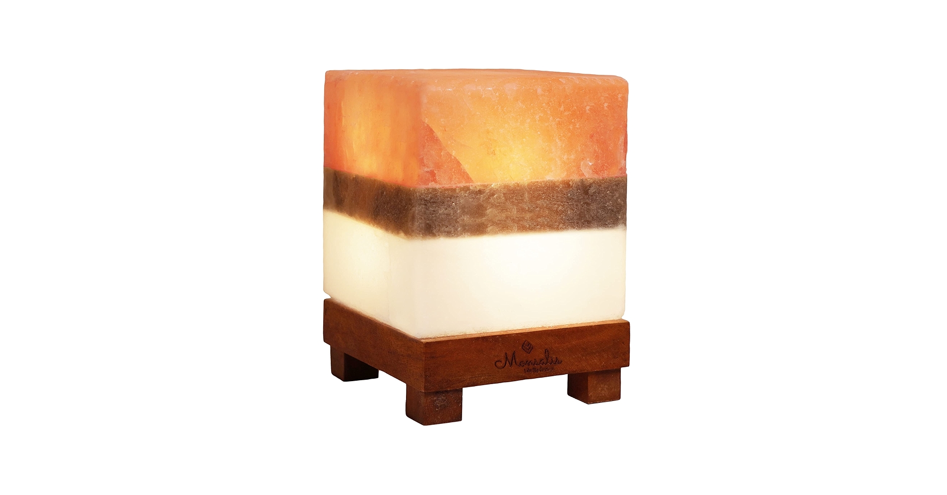 Dual Illumination Salt Rock lamp - Modern Square Pink White and Grey Design of Salt Lamps with dimmer, Adjustable Glow. 100% Real Large Himalayan Crystal Salt Night Light