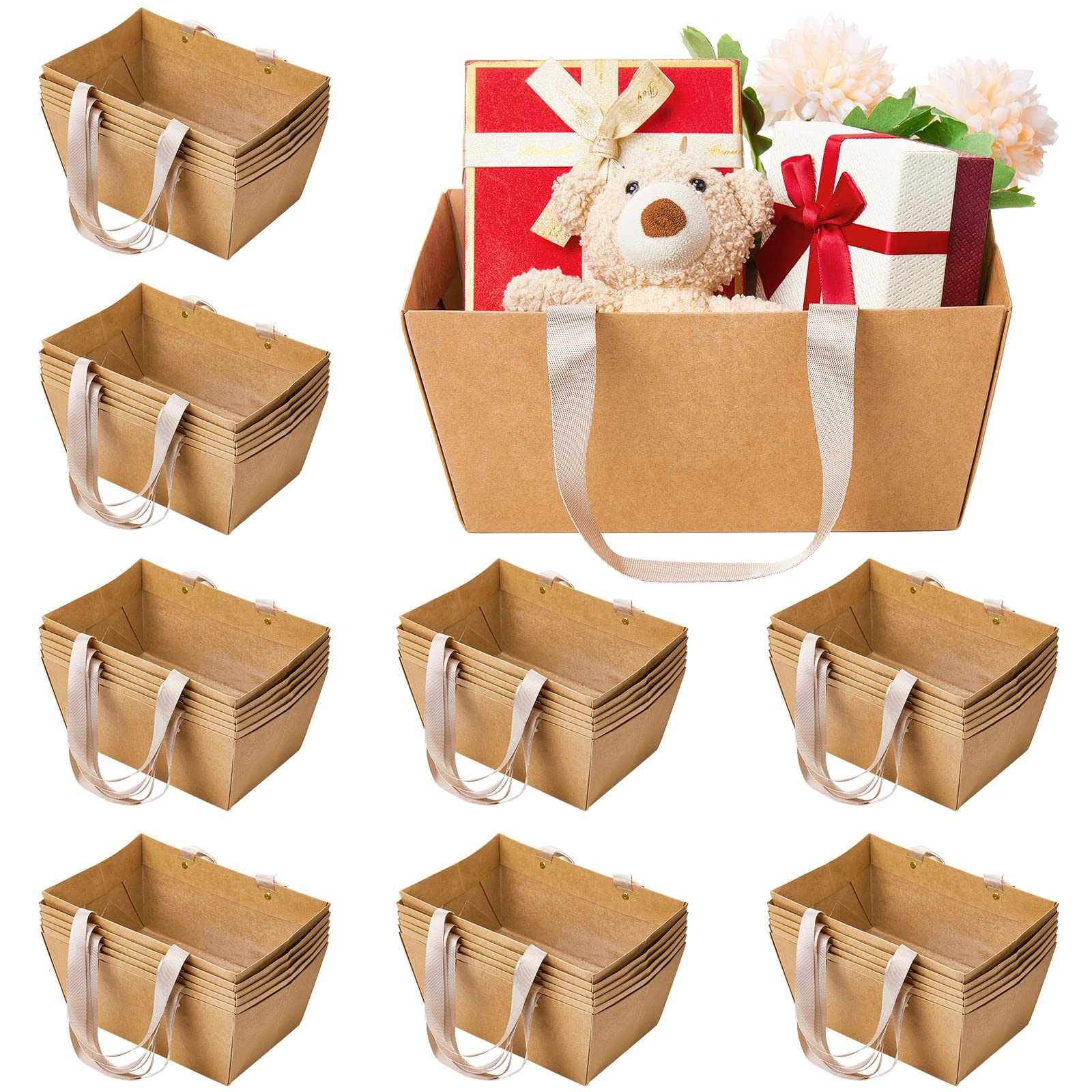 Pinkunn 48 Pcs Basket for Gifts Empty DIY Bulk Party Gift Basket Kit with Handles Market Trays for Packages Wrapping Wedding Party Anniversary Display(Classic)