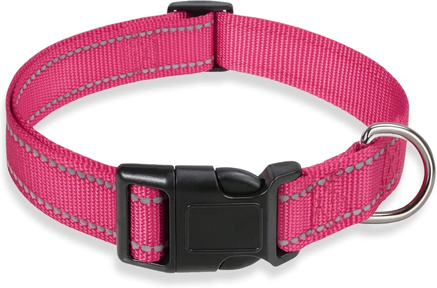 Reflective Nylon Dog and Cat Collar, Adjustable Pet Safety Collar, Reflective Retractable Leash for Small and Medium Dogs