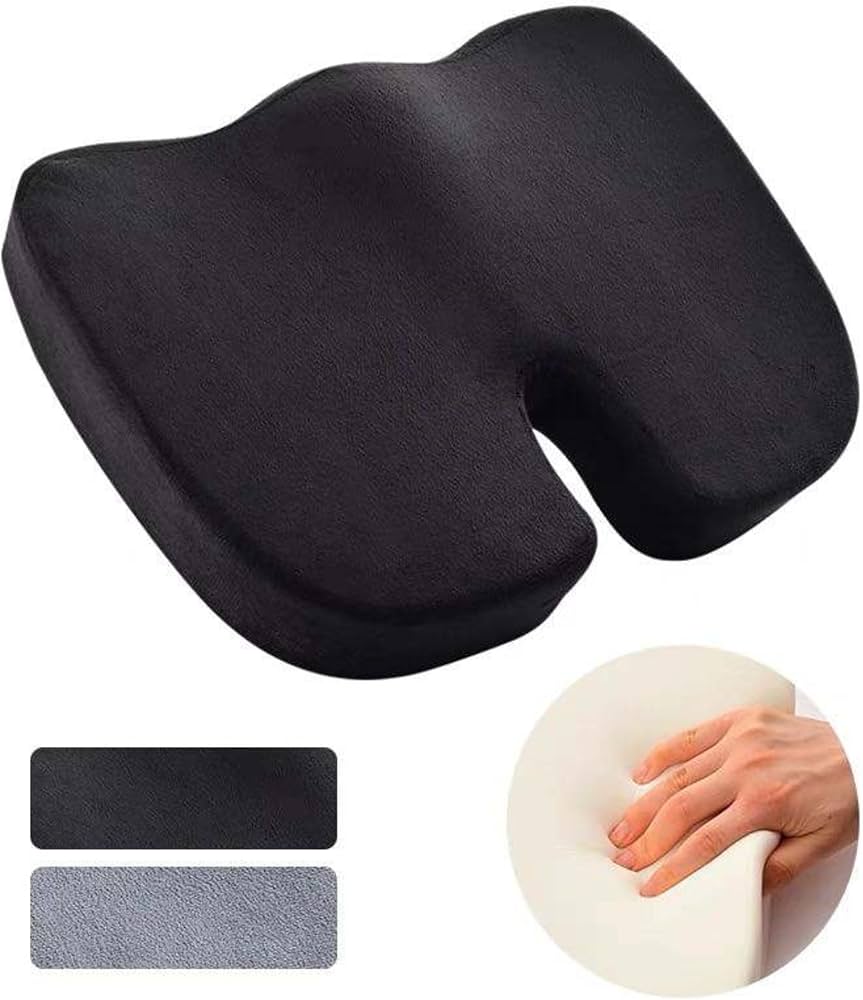 U-Shaped Memory Foam Seat Cushion, Orthopedic Pillow for Office Chair, Car, Travel, Hip & Back Support
