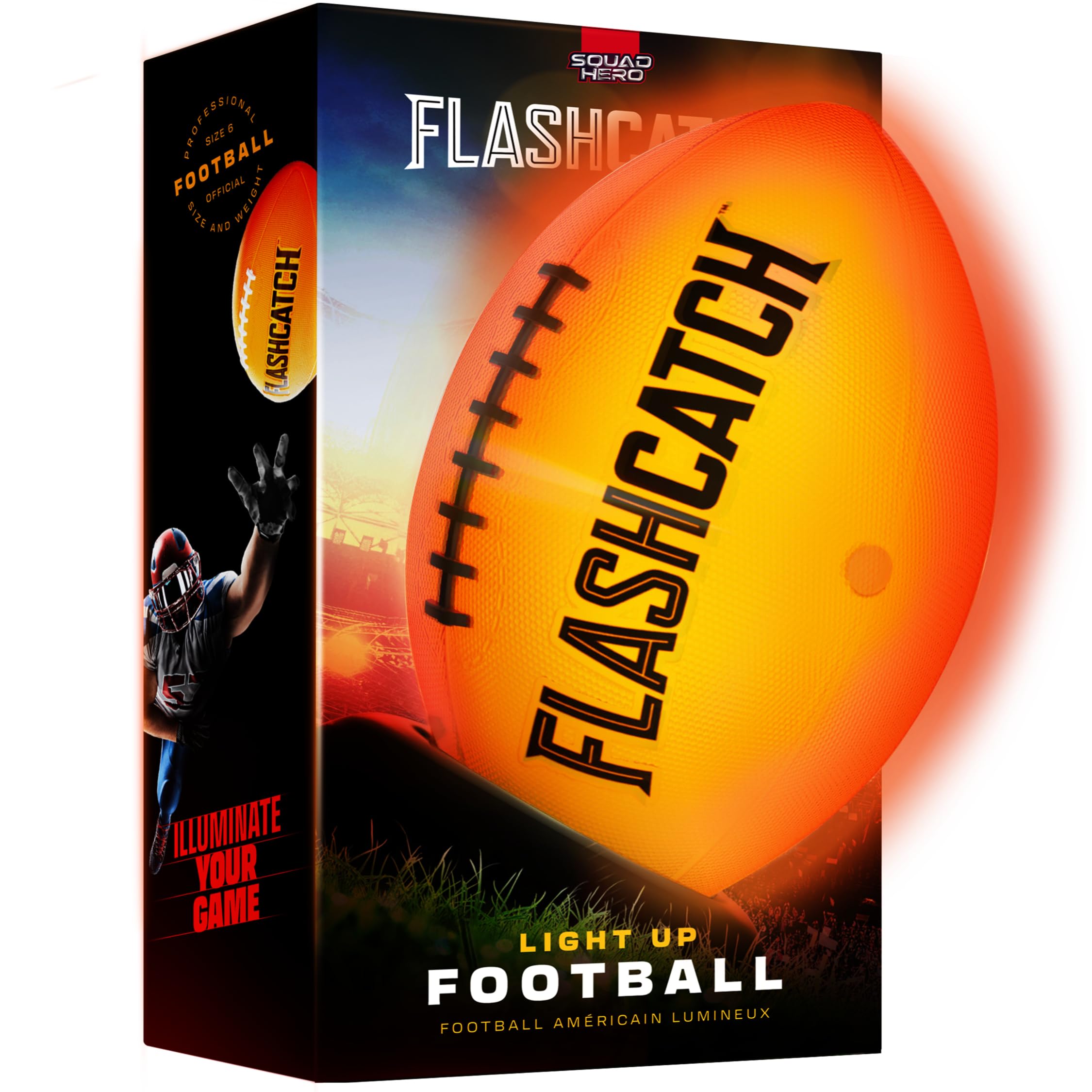 Light Up Football - Glow in the Dark Ball - NO 6 - Boys Gifts - Outdoor Sports, Birthday Gifts for Boys 8-15+ Year Old - Kids Teenage Youth Gift Ideas - Boy Toys Stuff Ages 8 9 10 11 12 13 14 15