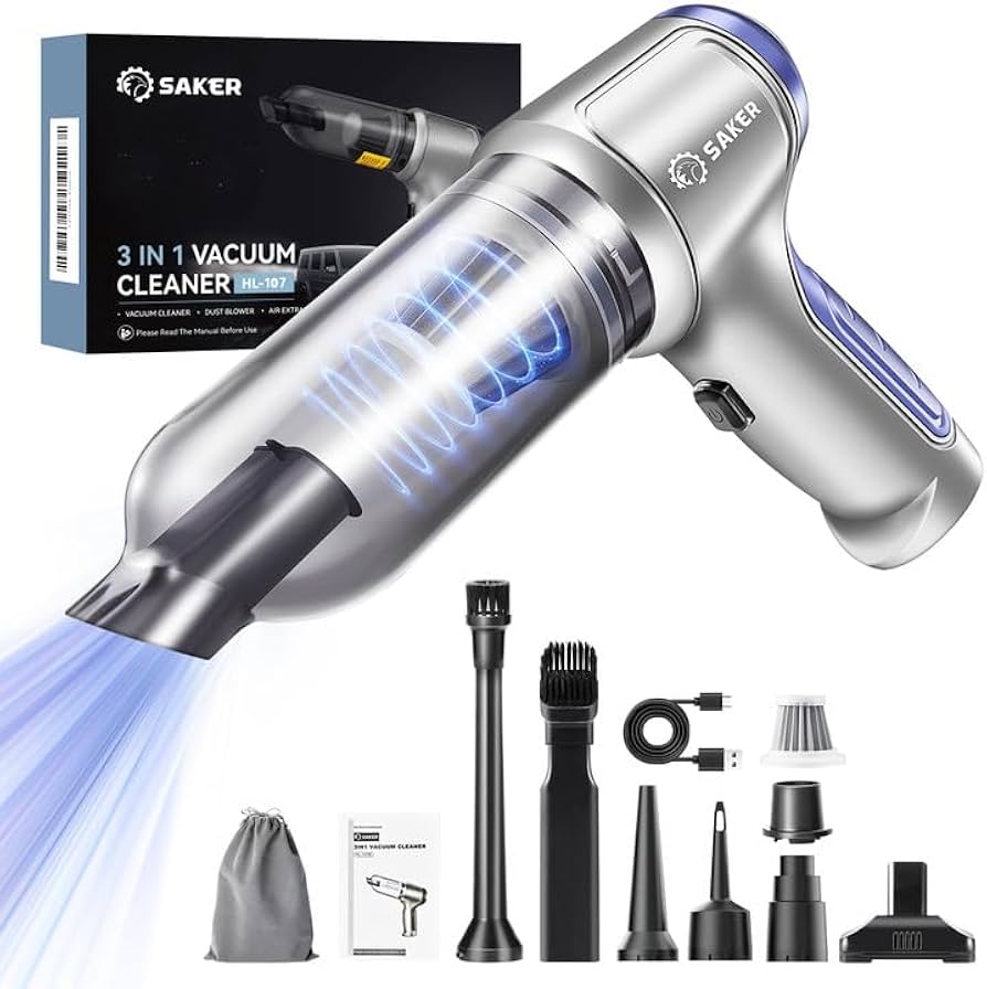 Saker Car Vacuum Portable Cordless Handheld Car Vacuum 15000PA High Power with Brushless Motor and Blower for Cars,Office,Home Cleaning HL107B