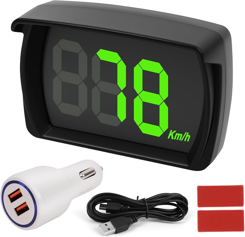 GPS Digital Speedometer for Car MPH, Universal HUD Speed Meter with LED Large Font, Head Up Display for Golf Cart Truck Motor SUV All Vehicles, Plug and Play with USB Cable and Car Charger Adapter