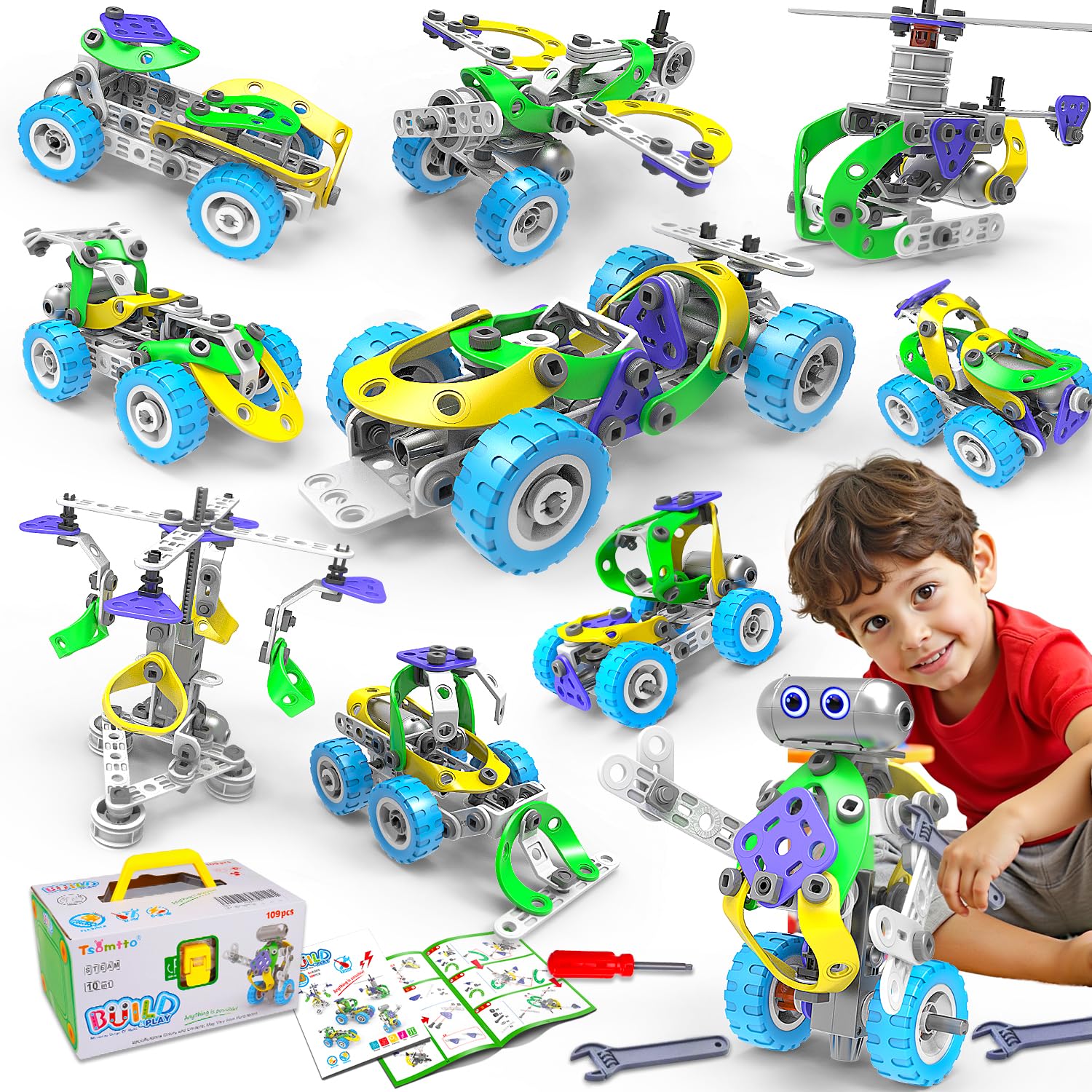 10-in-1 Electric STEM Building Toy Kit for Kids